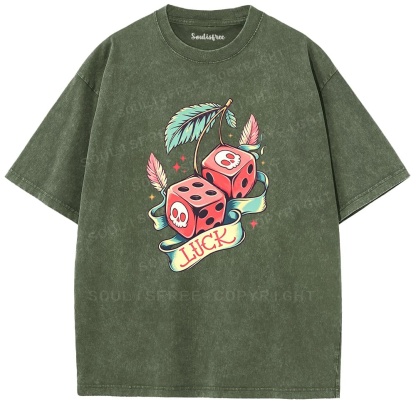 Soulisfree Skull Dice Luck Vintage  Washed Tee