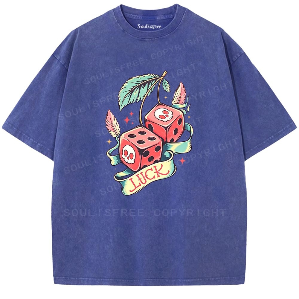 Soulisfree Skull Dice Luck Vintage  Washed Tee