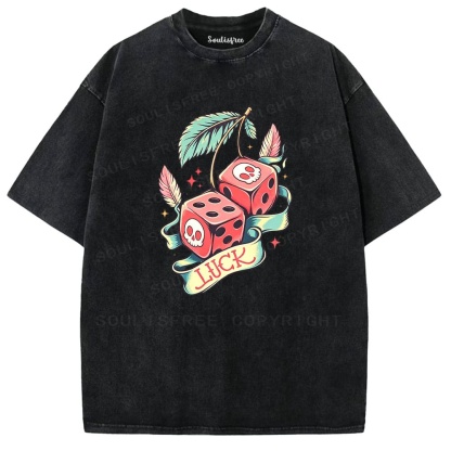 Soulisfree Skull Dice Luck Vintage  Washed Tee