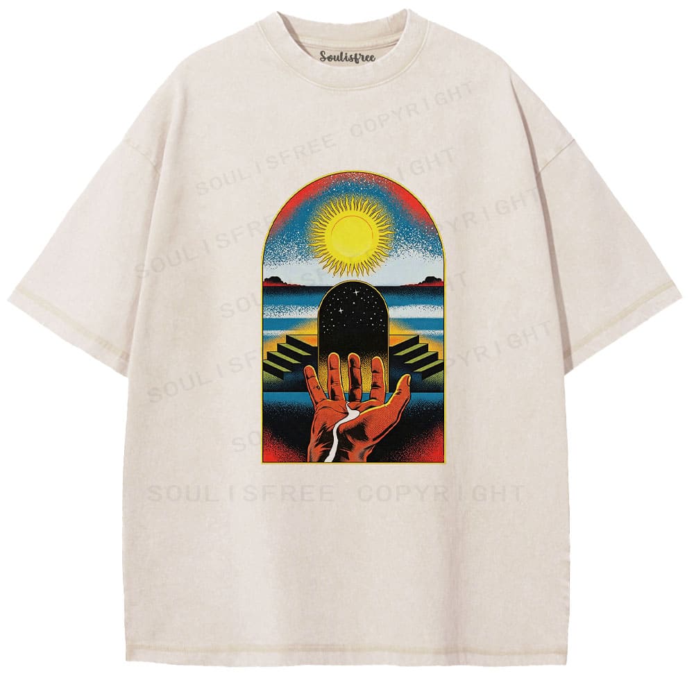 Soulisfree Cosmic Gatekeeper Celestial Horizon  Washed Tee