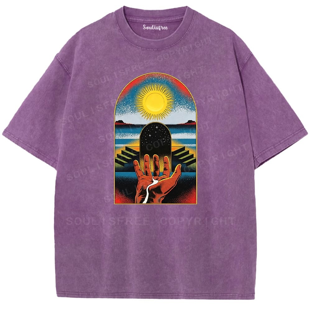 Soulisfree Cosmic Gatekeeper Celestial Horizon  Washed Tee