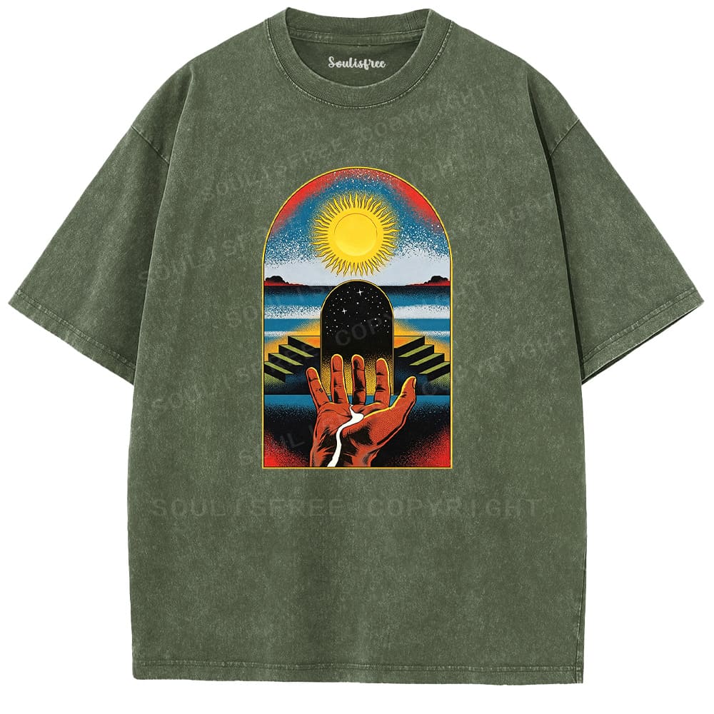 Soulisfree Cosmic Gatekeeper Celestial Horizon  Washed Tee