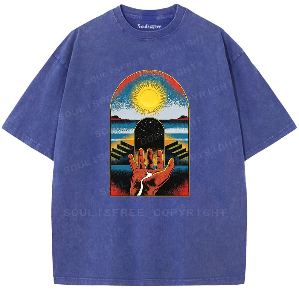 Soulisfree Cosmic Gatekeeper Celestial Horizon  Washed Tee