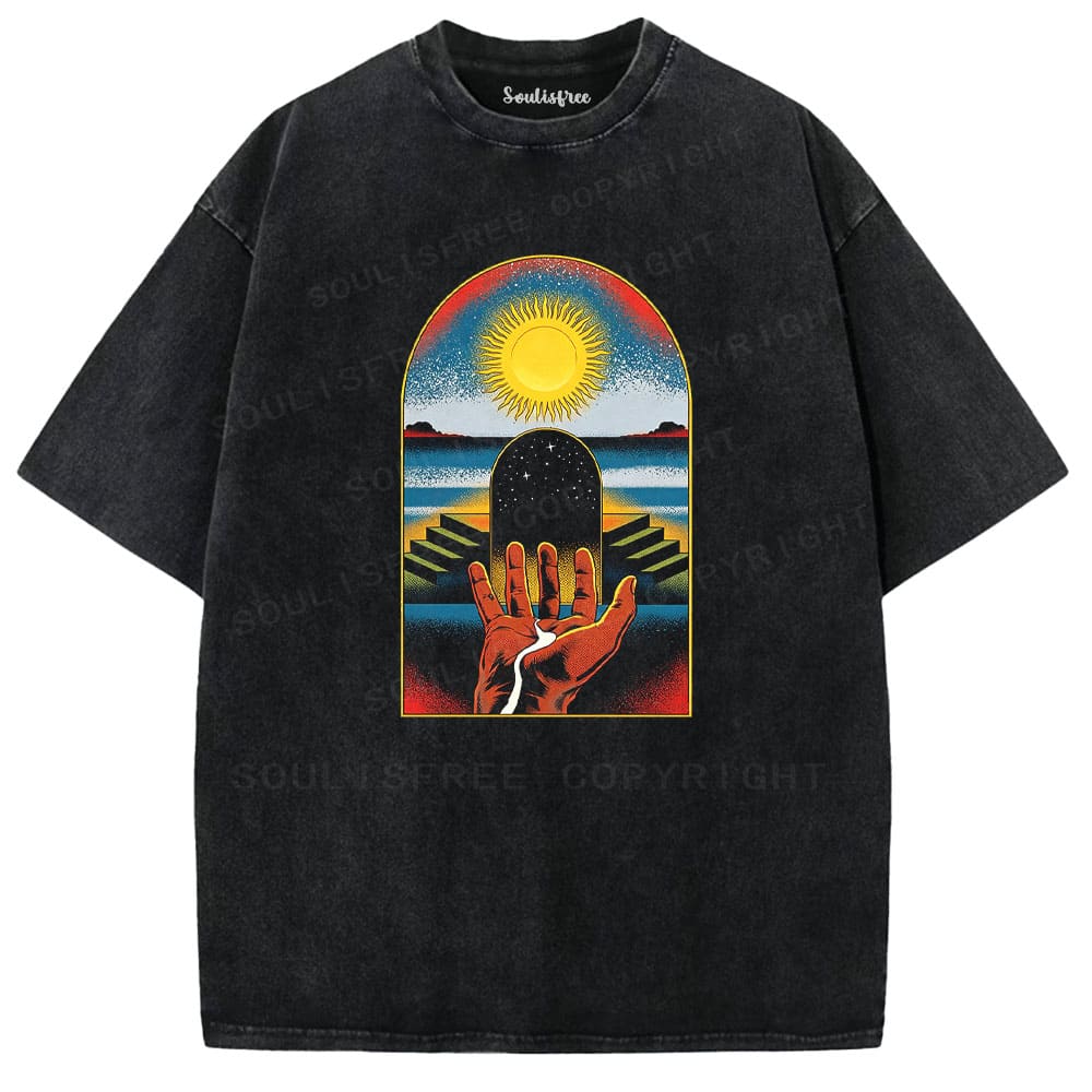Soulisfree Cosmic Gatekeeper Celestial Horizon  Washed Tee