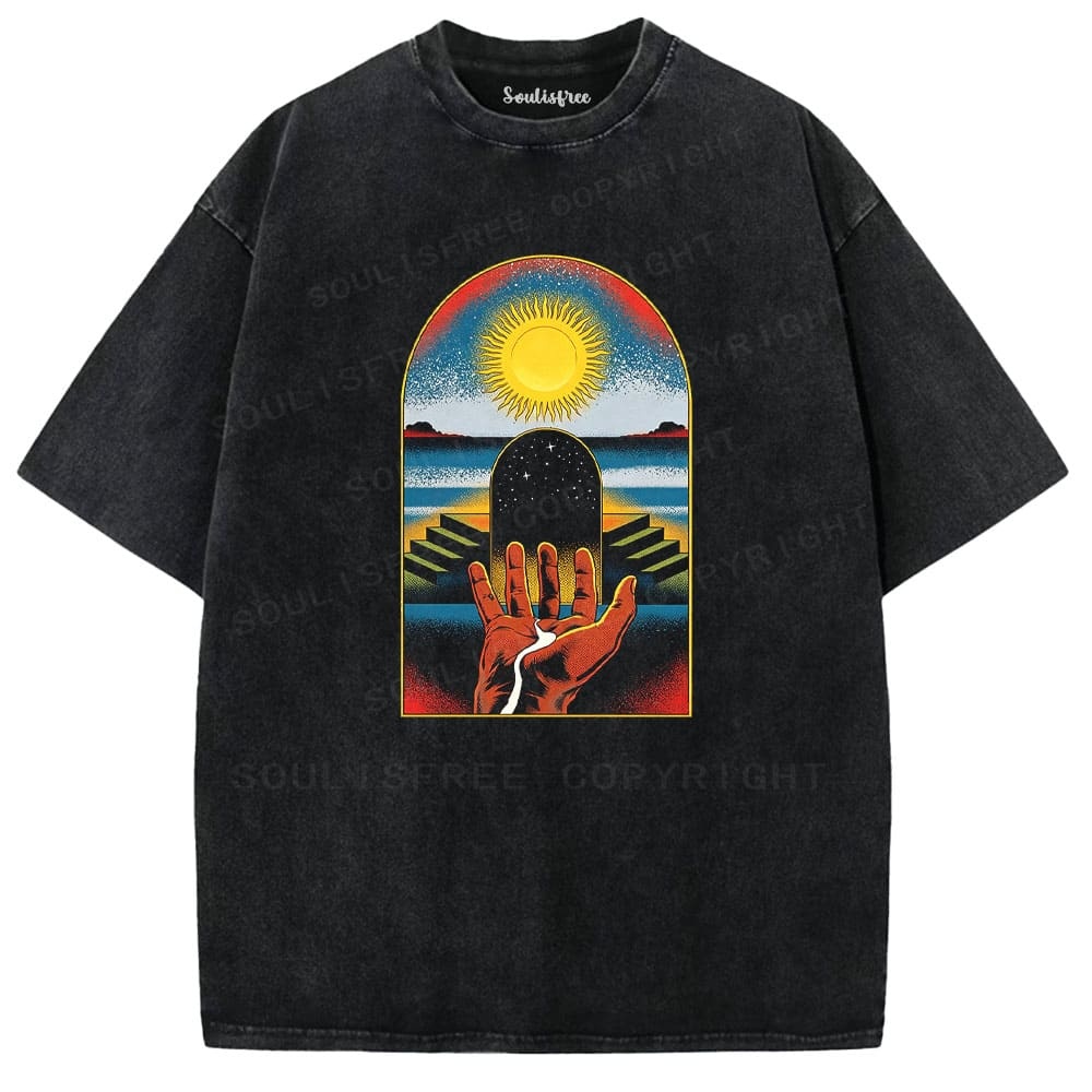 Soulisfree Cosmic Gatekeeper Celestial Horizon  Washed Tee