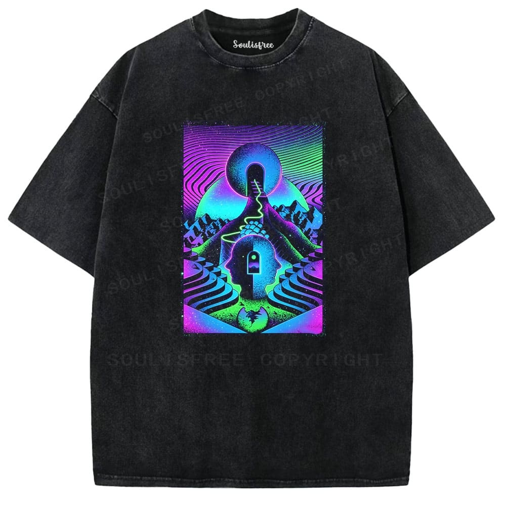 Designed Soulisfree Wander into Dream Spores Artistic Washed Tee | Soulisfree
