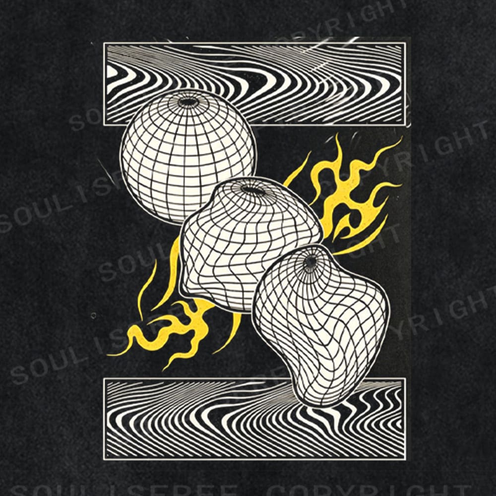 Soulisfree Abstract Energy Flow Geometric Metamorphosis Washed Tee