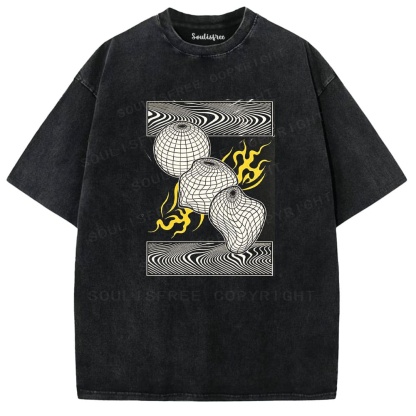 Soulisfree Abstract Energy Flow Geometric Metamorphosis Washed Tee