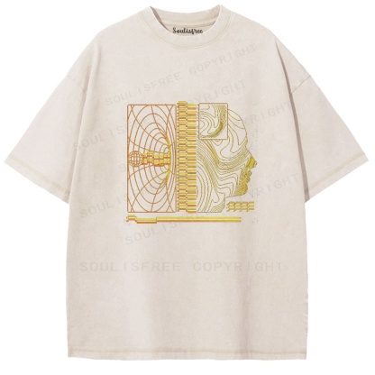 Soulistree Golden Wireframe Head Washed Tee