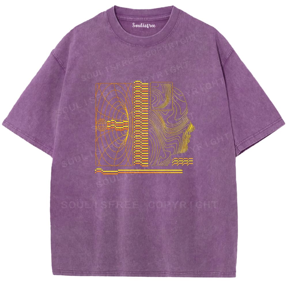 Soulistree Golden Wireframe Head Washed Tee