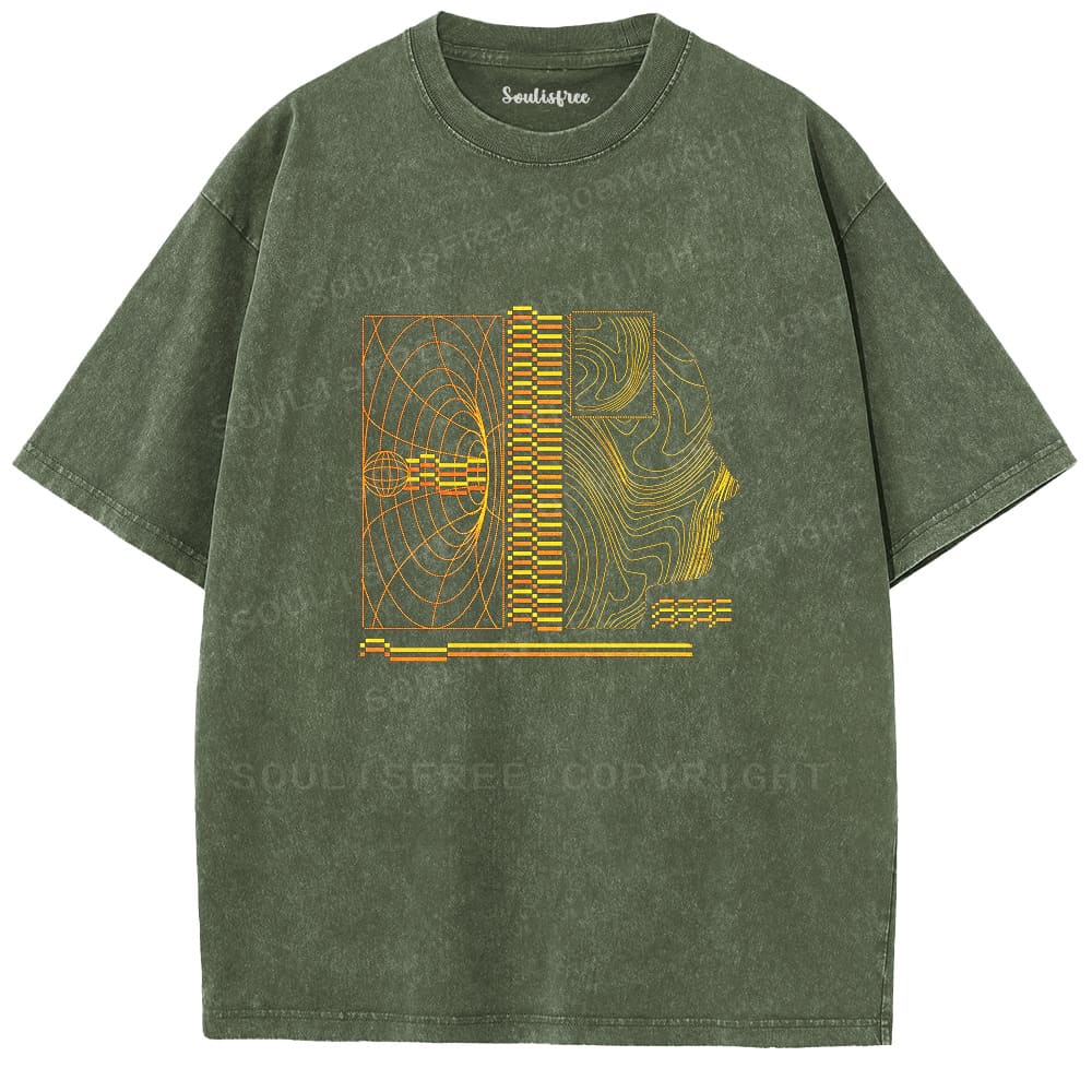 Soulistree Golden Wireframe Head Washed Tee