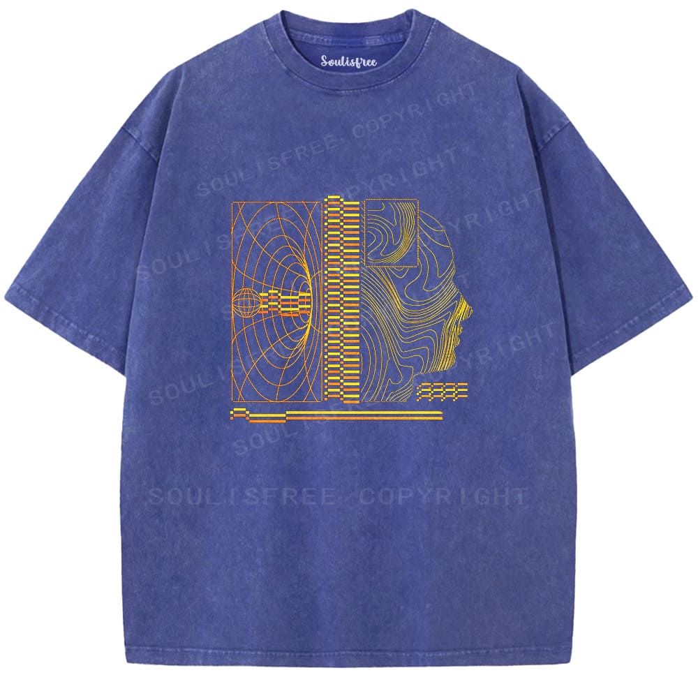 Soulistree Golden Wireframe Head Washed Tee