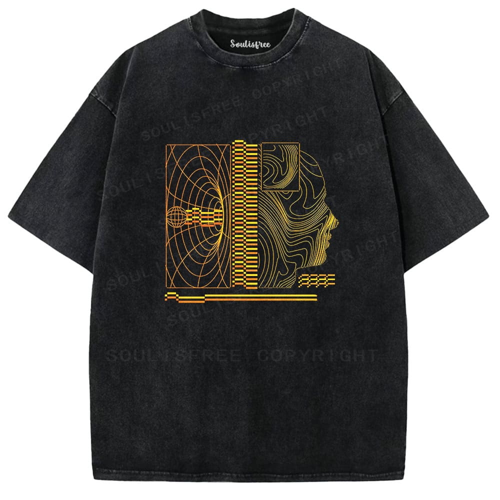 Soulistree Golden Wireframe Head Washed Tee