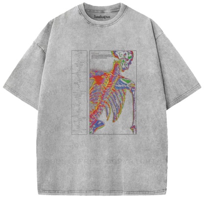 Soulistree Colorful Skeleton ECG Washed Tee