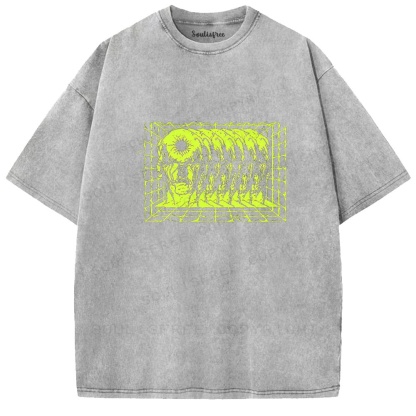 Soulistree Glowing Monster Grid Washed Tee