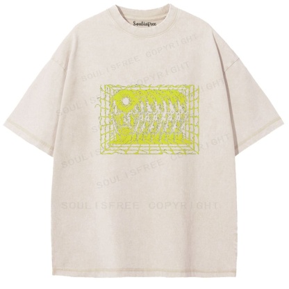 Soulistree Glowing Monster Grid Washed Tee