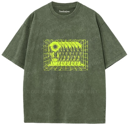 Soulistree Glowing Monster Grid Washed Tee