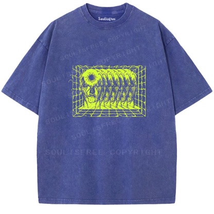 Soulistree Glowing Monster Grid Washed Tee