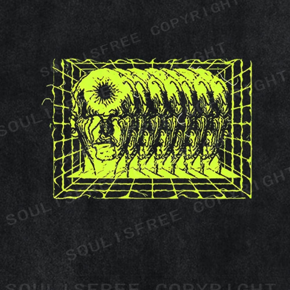 Soulistree Glowing Monster Grid Washed Tee