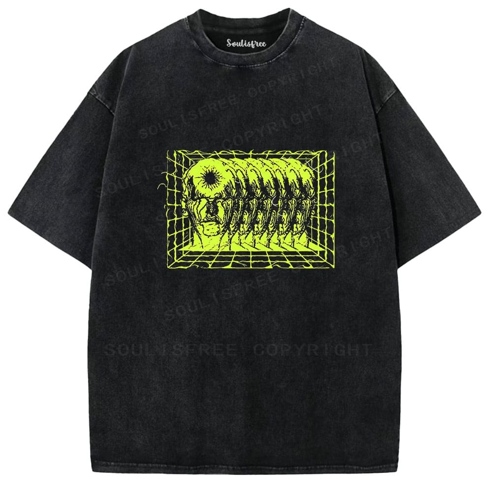 Soulistree Glowing Monster Grid Washed Tee