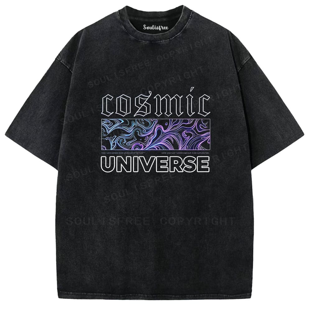 Soulistree Abstract Nebula Cosmic Universe Washed Tee