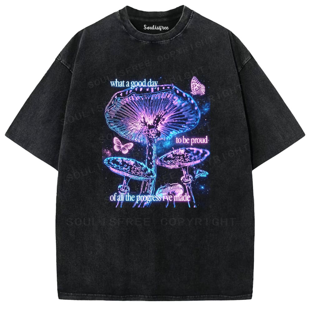 Soulistree Neon Mushroom Progress Washed Tee
