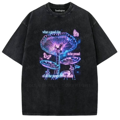 Soulistree Neon Mushroom Progress Washed Tee