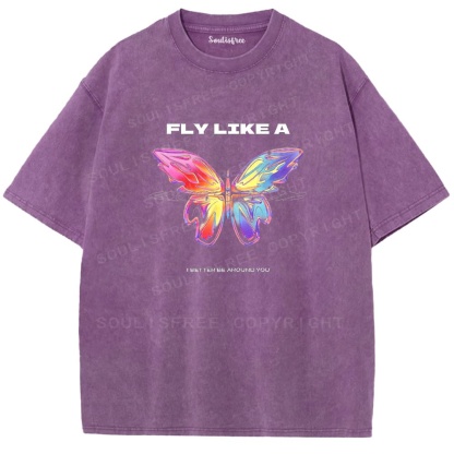 Soulistree Rainbow Butterfly Flight Washed Tee