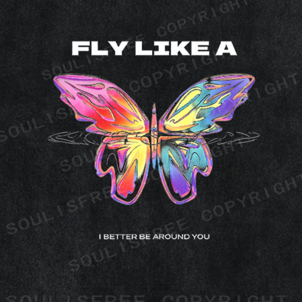 Soulistree Rainbow Butterfly Flight Washed Tee