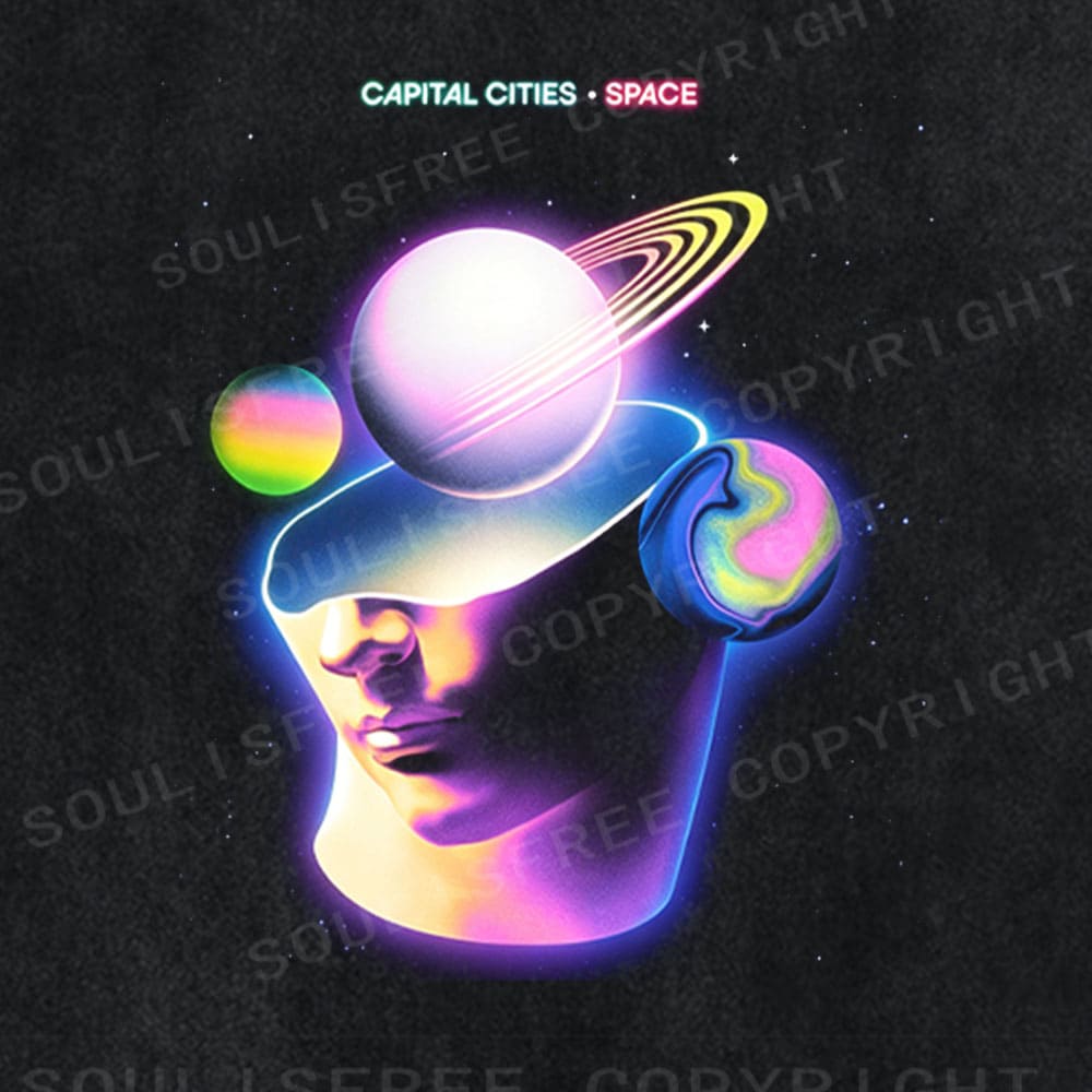 Soulisfree Neon Planet Head Washed Tee