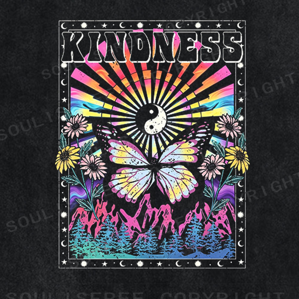 Soulisfree Kindness Butterfly Retro Washed Tee