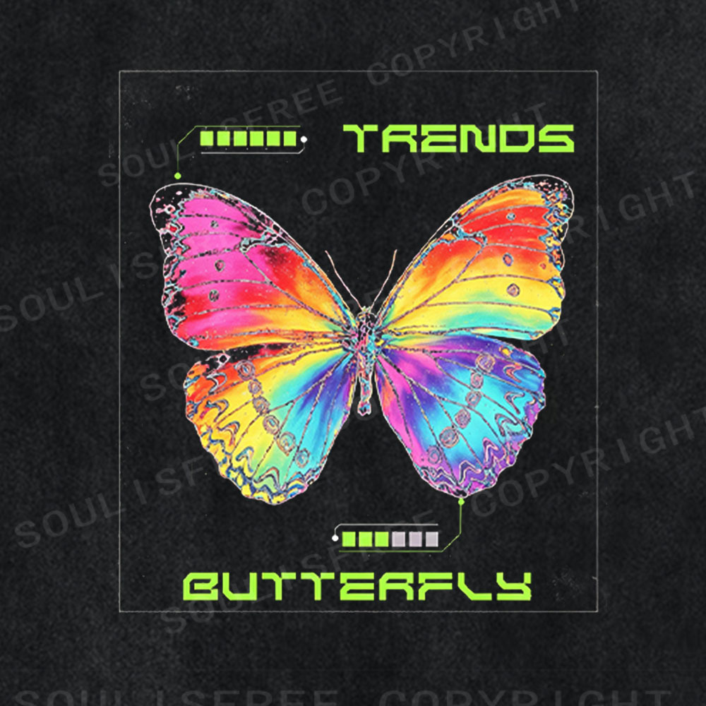 Soulisfree Trends Butterfly Digital Washed Tee