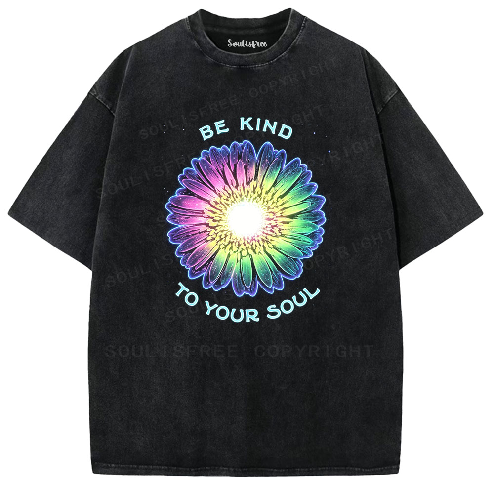 Soulisfree Be Kind Rainbow Flower Washed Tee
