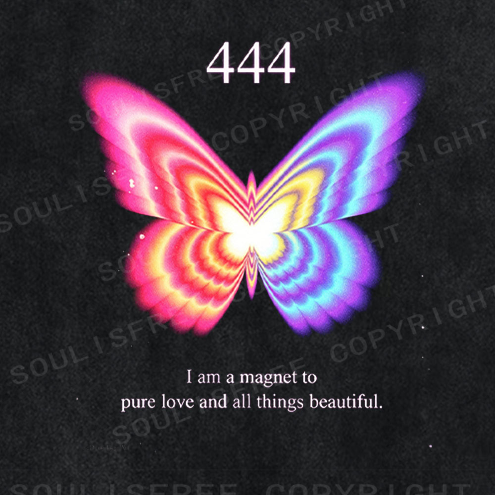 Soulisfree 444 Angel Number Butterfly Washed Tee