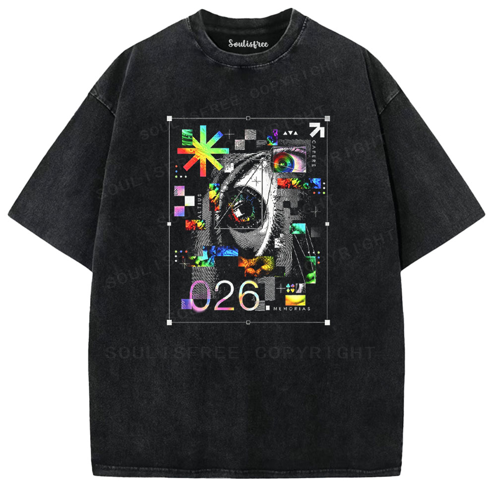Soulisfree Digital Eye Collage Washed Tee