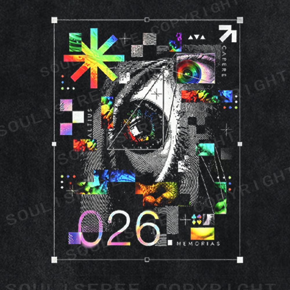 Soulisfree Digital Eye Collage Washed Tee