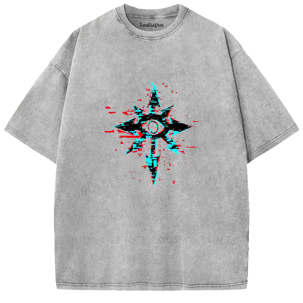 Soulisfree Glitched Eye Compass  Washed Tee