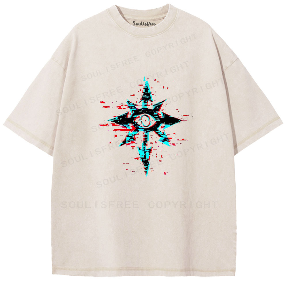 Soulisfree Glitched Eye Compass  Washed Tee
