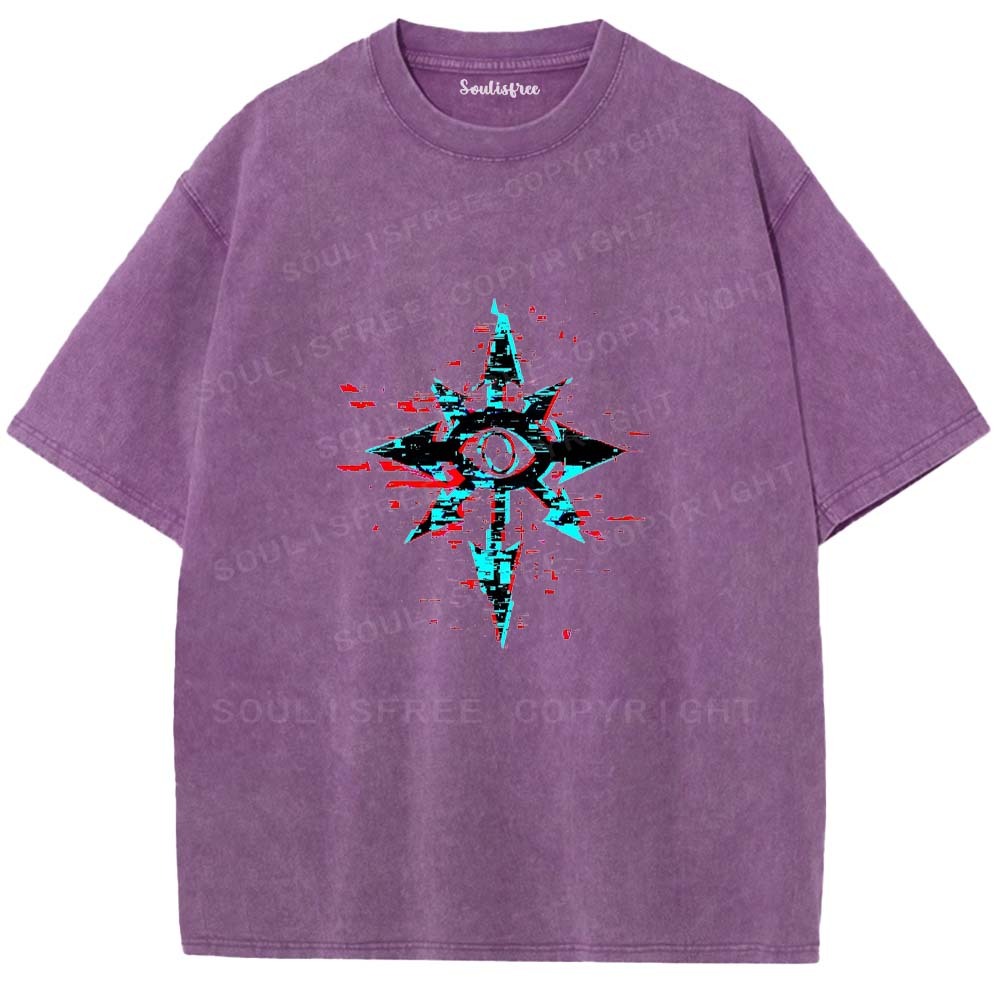 Soulisfree Glitched Eye Compass  Washed Tee