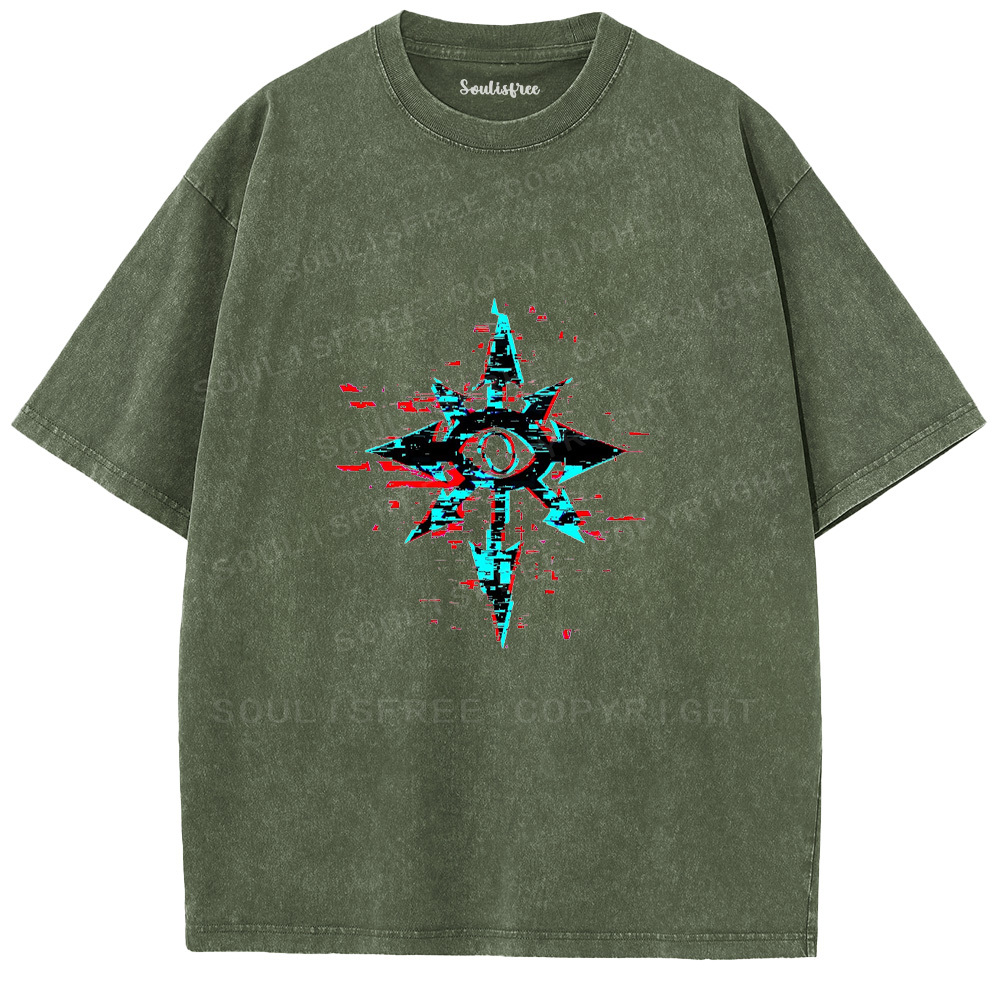 Soulisfree Glitched Eye Compass  Washed Tee