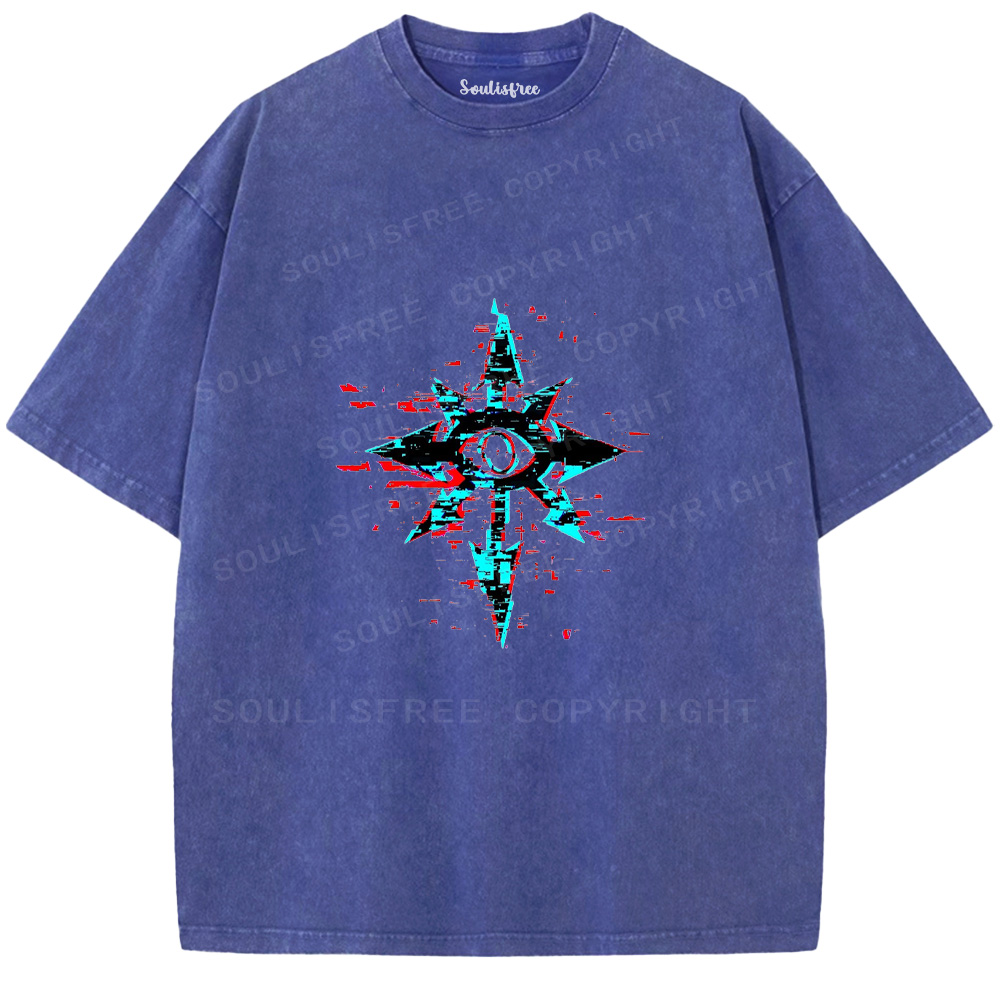 Soulisfree Glitched Eye Compass  Washed Tee