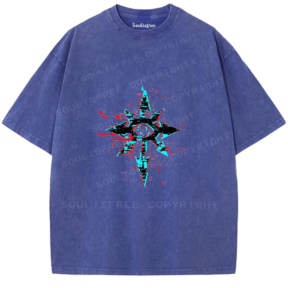 Soulisfree Glitched Eye Compass  Washed Tee