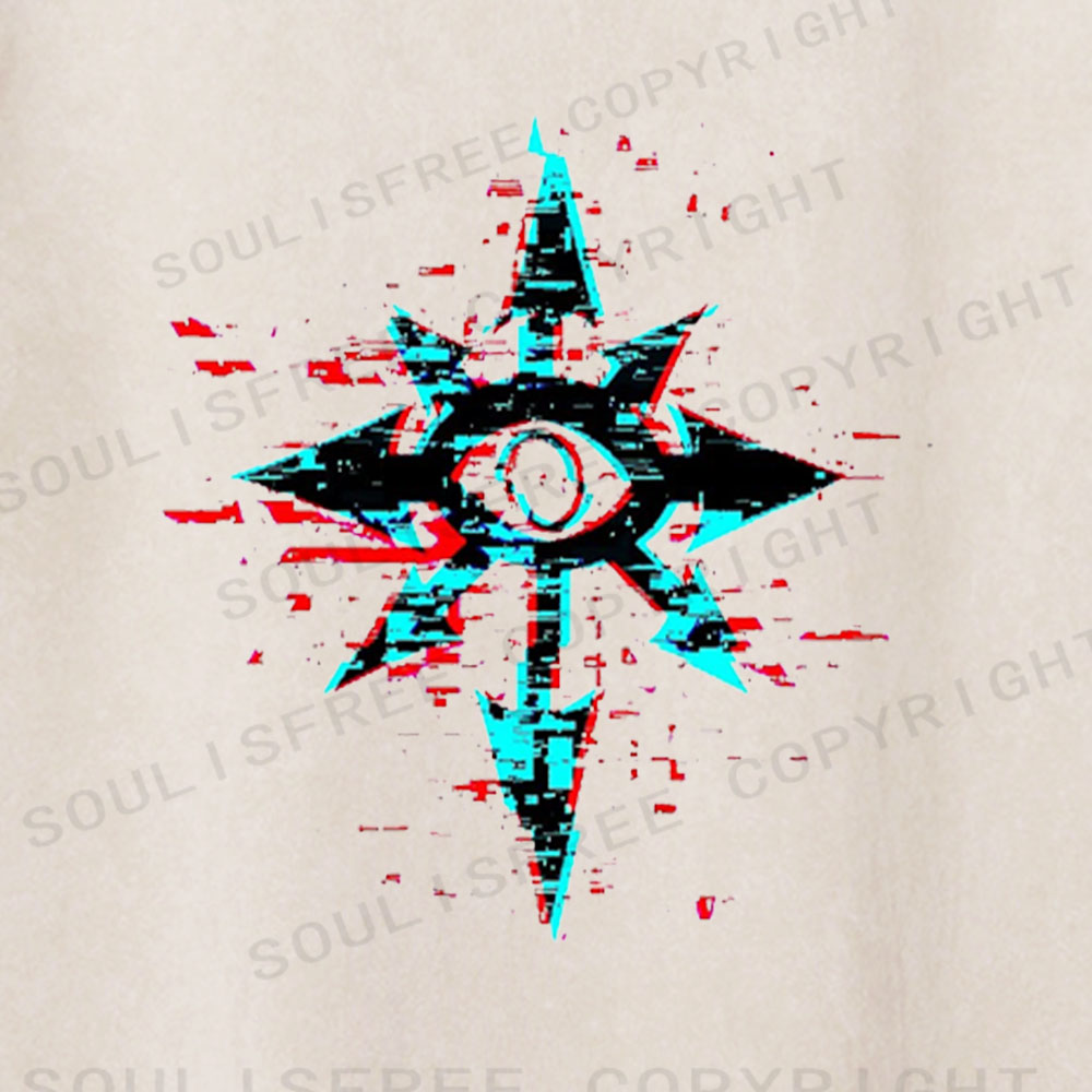 Soulisfree Glitched Eye Compass  Washed Tee