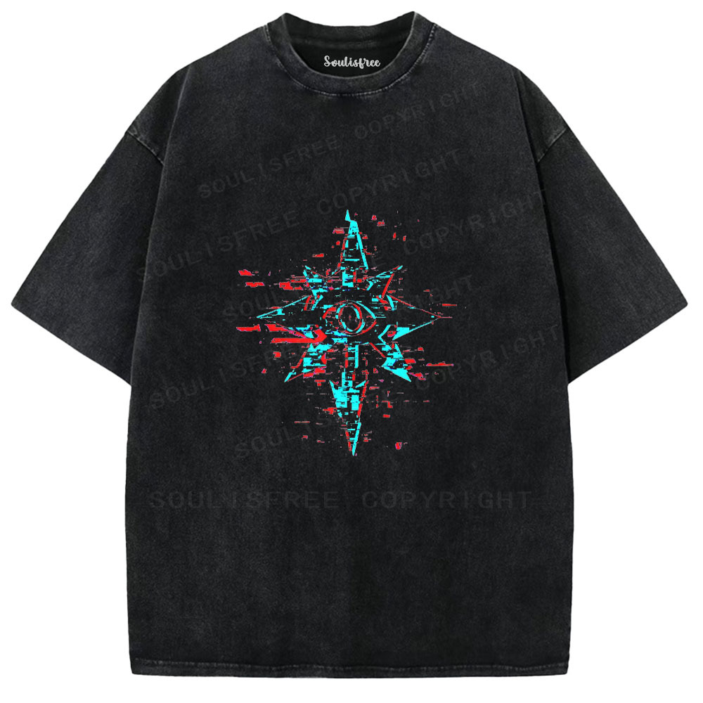 Soulisfree Glitched Eye Compass  Washed Tee