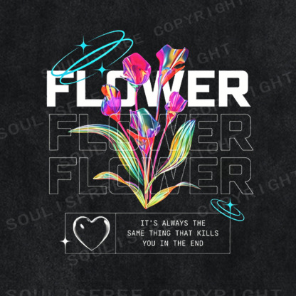 Soulisfree Cyber Bloom Graphic Washed Tee