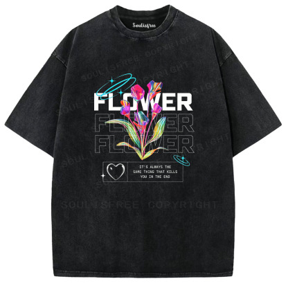 Soulisfree Cyber Bloom Graphic Washed Tee