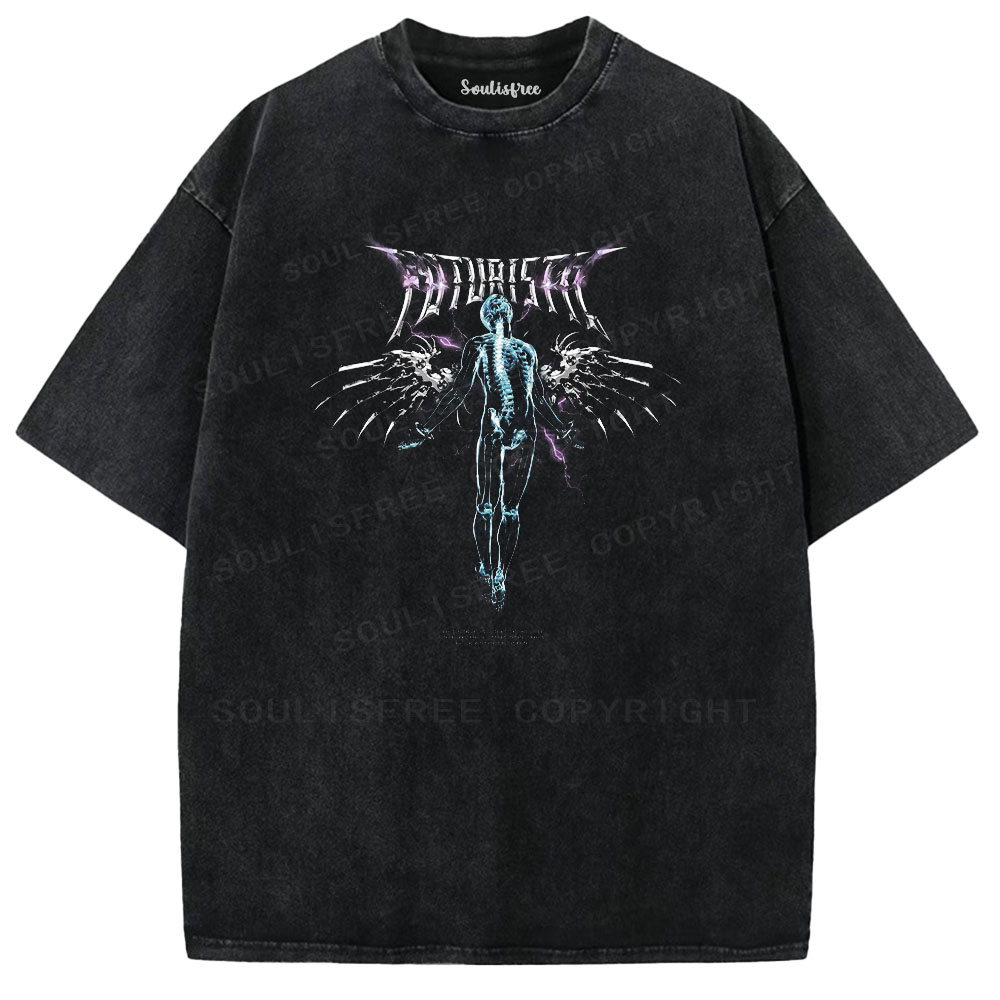 Soulisfree Cyber Angel Graphic Washed Tee