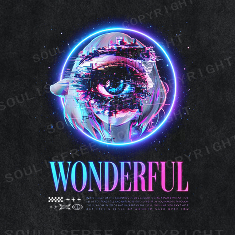 Soulisfree Glitch Eye Graphic Washed Tee