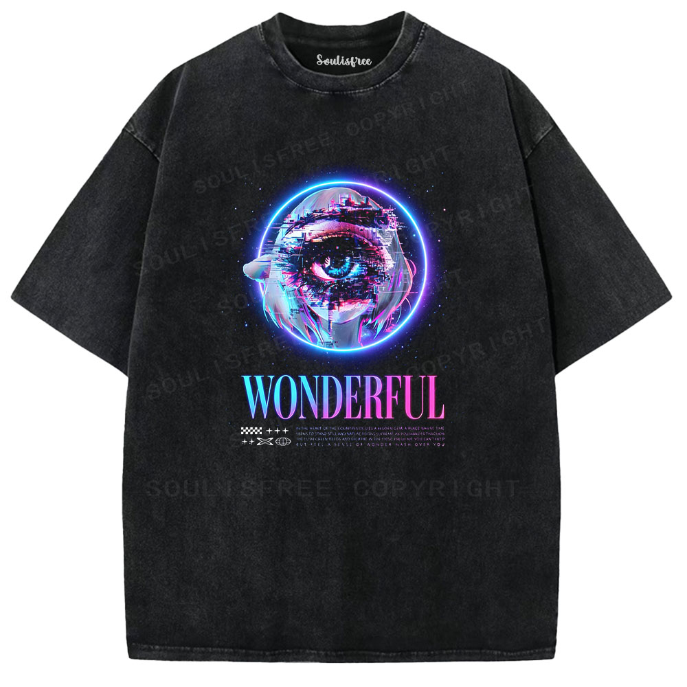 Soulisfree Glitch Eye Graphic Washed Tee