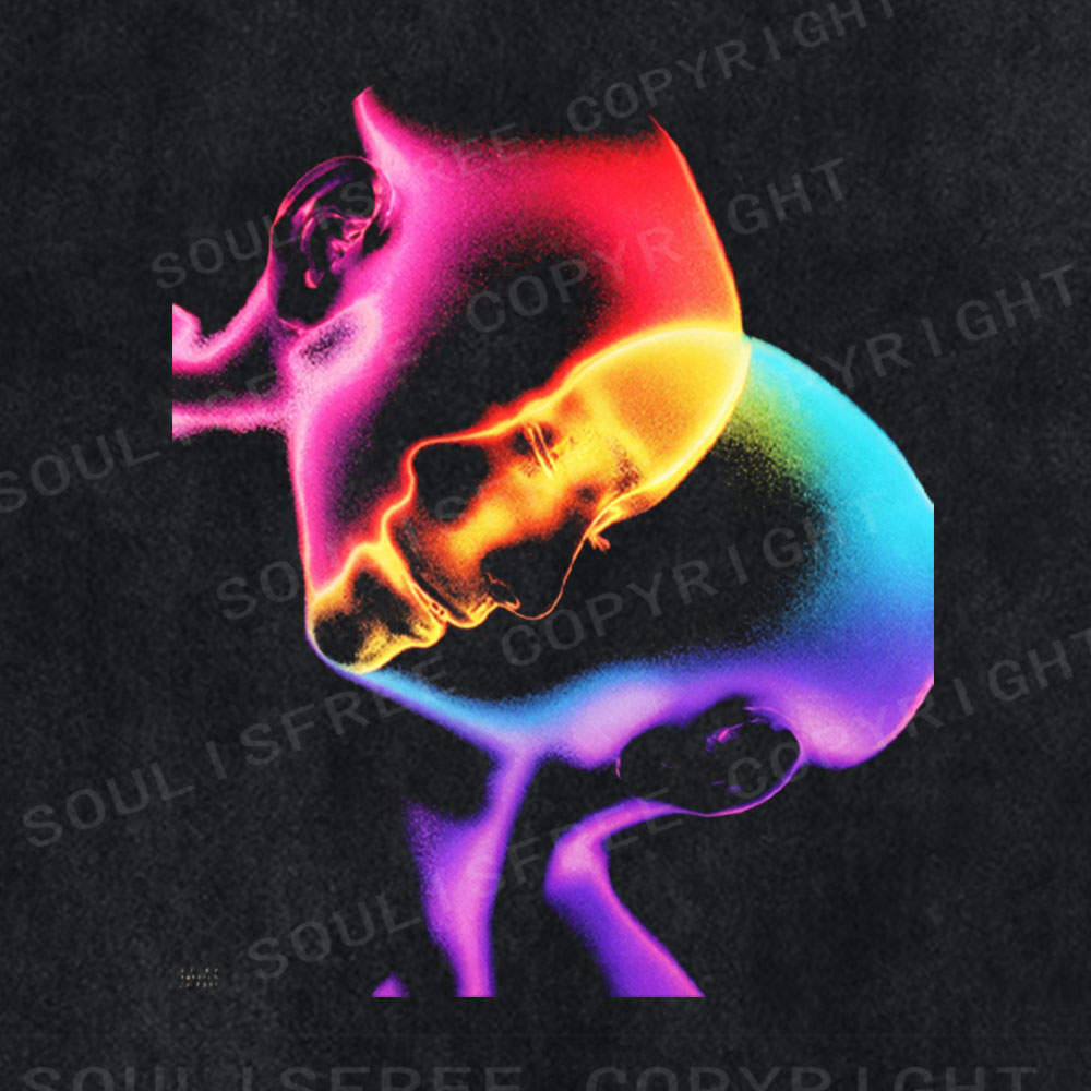 Soulisfree Colorful Head Contour Washed Tee